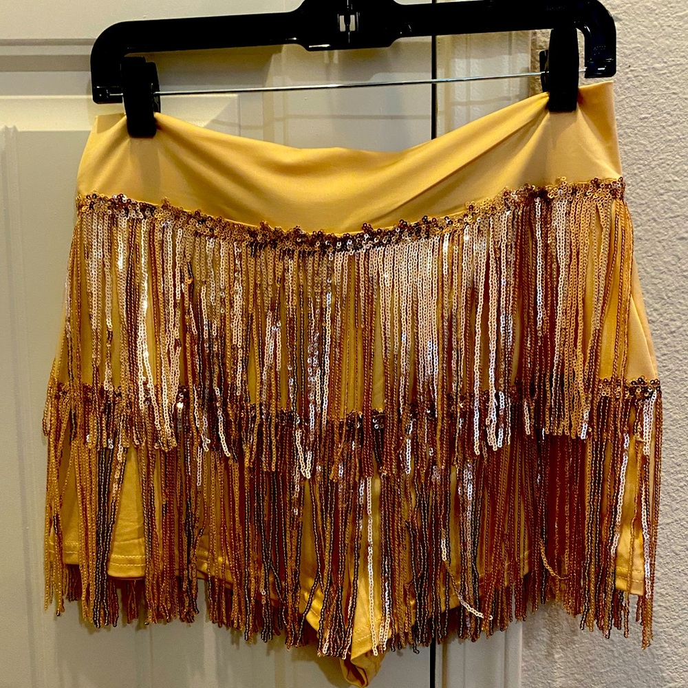 Shein Rose Gold Fringe High-Waisted Shorts